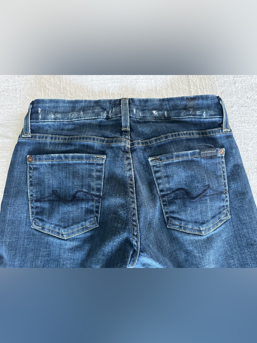 7 For All Mankind Dark Blue Kimmie Jeans Lexie Petite Length - Picture 5 of 6
